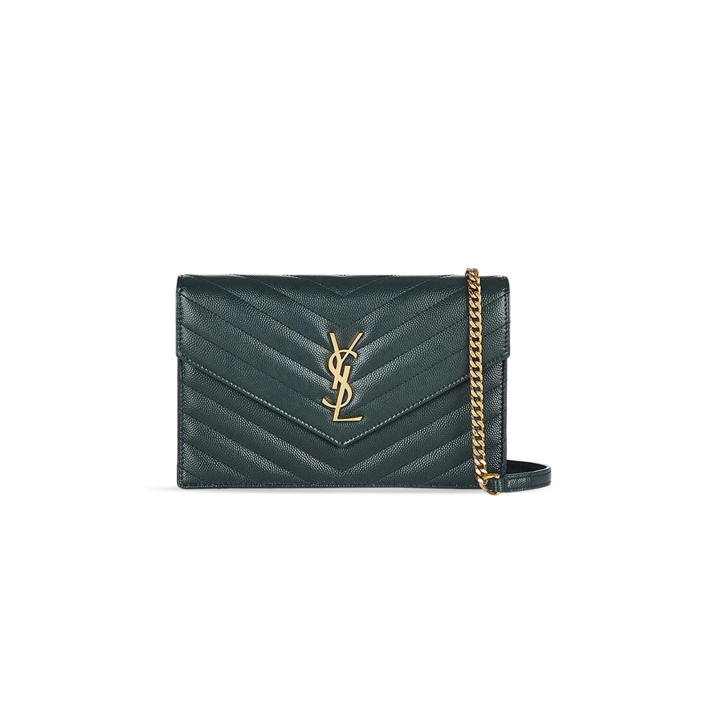 Y51 cassandre matelassÉ envelope chain wallet in grain de poudre embossed leather 393953bow014458 (19*12.5*3.5cm)